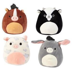 Squishmallows 5” Brisby Horse, Rosie Pig, Jason Donkey Gregory Goat Farm Plushy